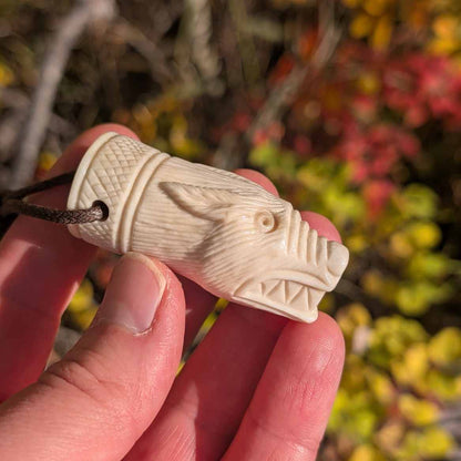 Viking Wolf Head Pendant – Hand-Carved Moose Antler