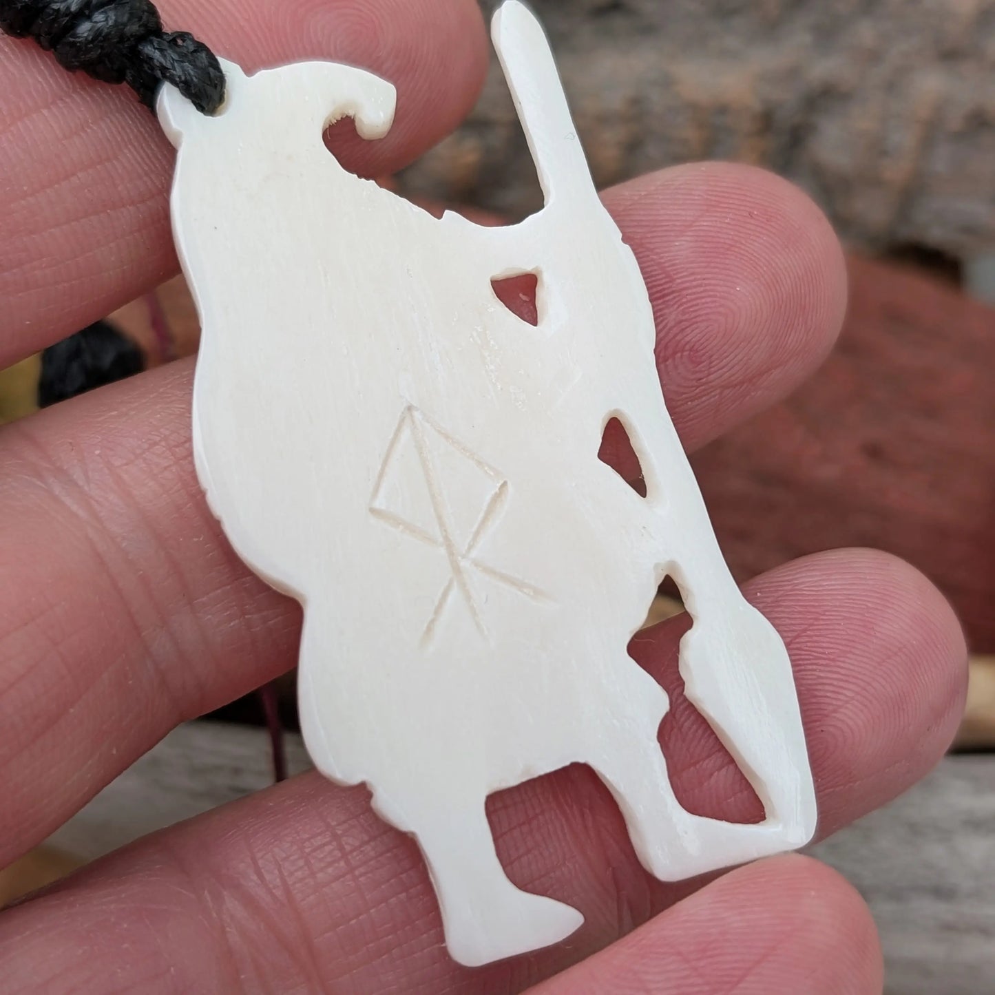 Vendel Period Warrior Pendant with Raven Helmet – Hand-Carved Horn or Bone Amulet