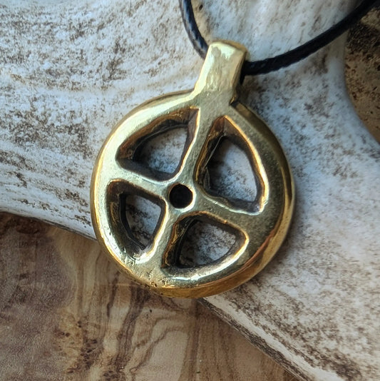 Viking Sun Cross Amulet – Hand-Forged Brass