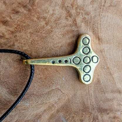 Viking Mjolnir Pendant with Solar Symbols – Hand-Cast Thor Hammer