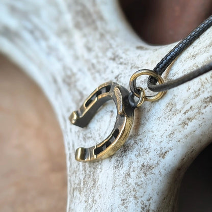 Hand-Cast Horse Shoe Amulet – Brass or Pewter Luck Pendant