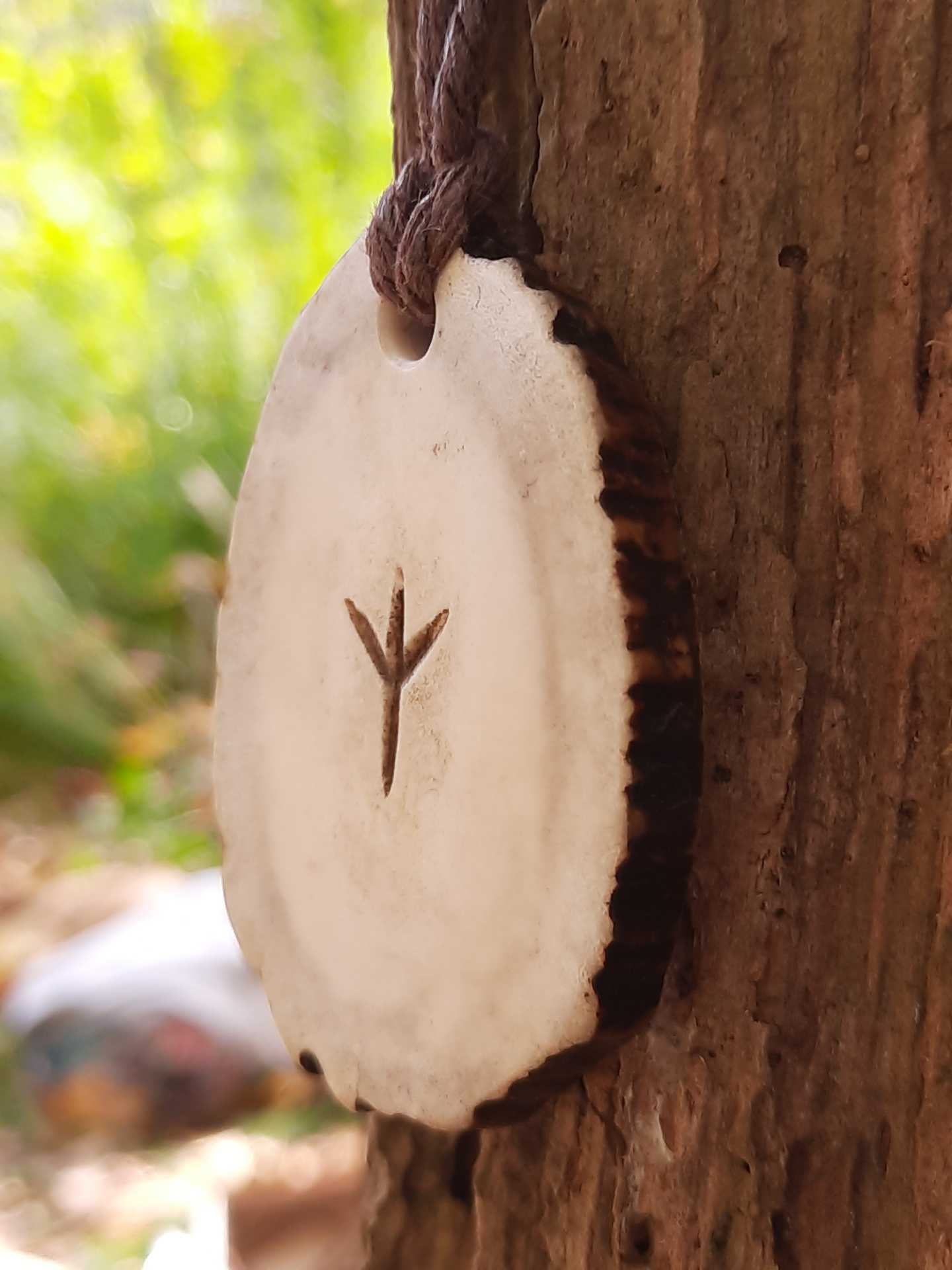 Jörmungandr Moose Antler Pendant, Hand-Carved Runestone-Inspired Amulet