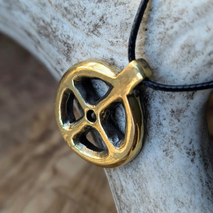 Viking Sun Cross Amulet – Hand-Forged Brass