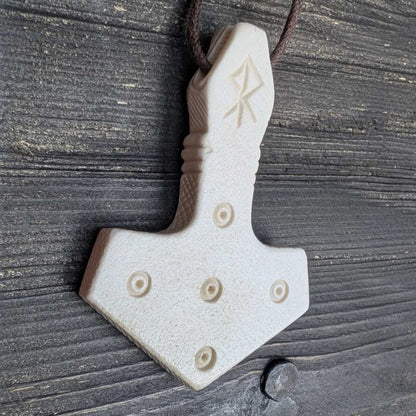 Mjölnir Moose Antler Pendant with Dragon Head and Solar Symbols