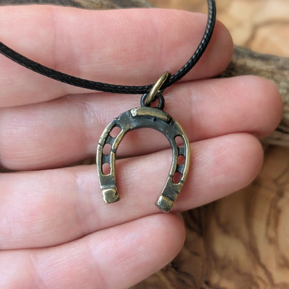 Hand-Cast Horse Shoe Amulet – Brass or Pewter Luck Pendant