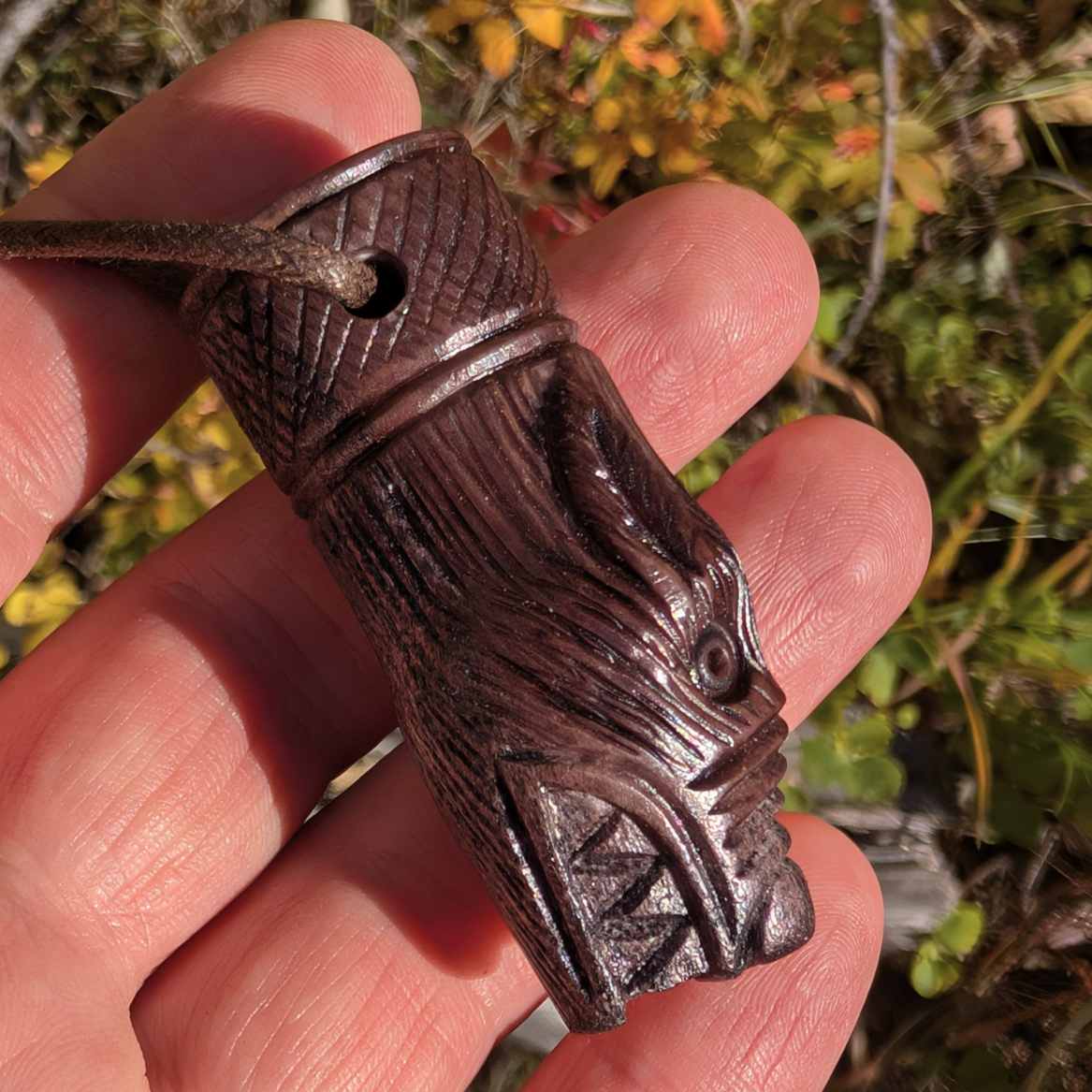 Viking Wolf Head Pendant – Hand-Carved Moose Antler