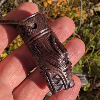 Viking Wolf Head Pendant – Hand-Carved Moose Antler
