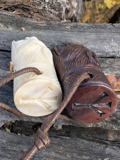 Viking Wolf Head Pendant – Hand-Carved Moose Antler