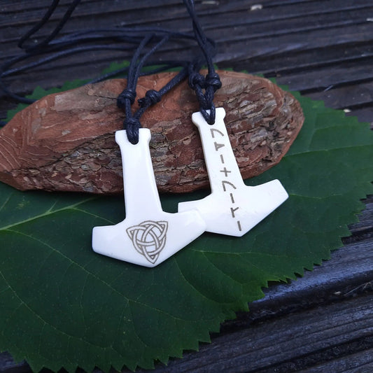 Bone Mjolnir Pendant – Hand-Carved Viking Thor’s Hammer