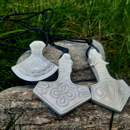 Viking Mjolnir Necklace – Hand-Carved Thor’s Hammer from Moose Antlers