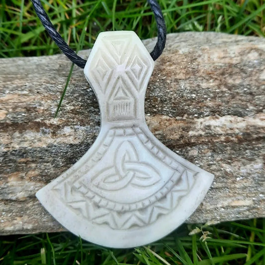 Viking Mjolnir Necklace – Hand-Carved Thor’s Hammer from Moose Antlers