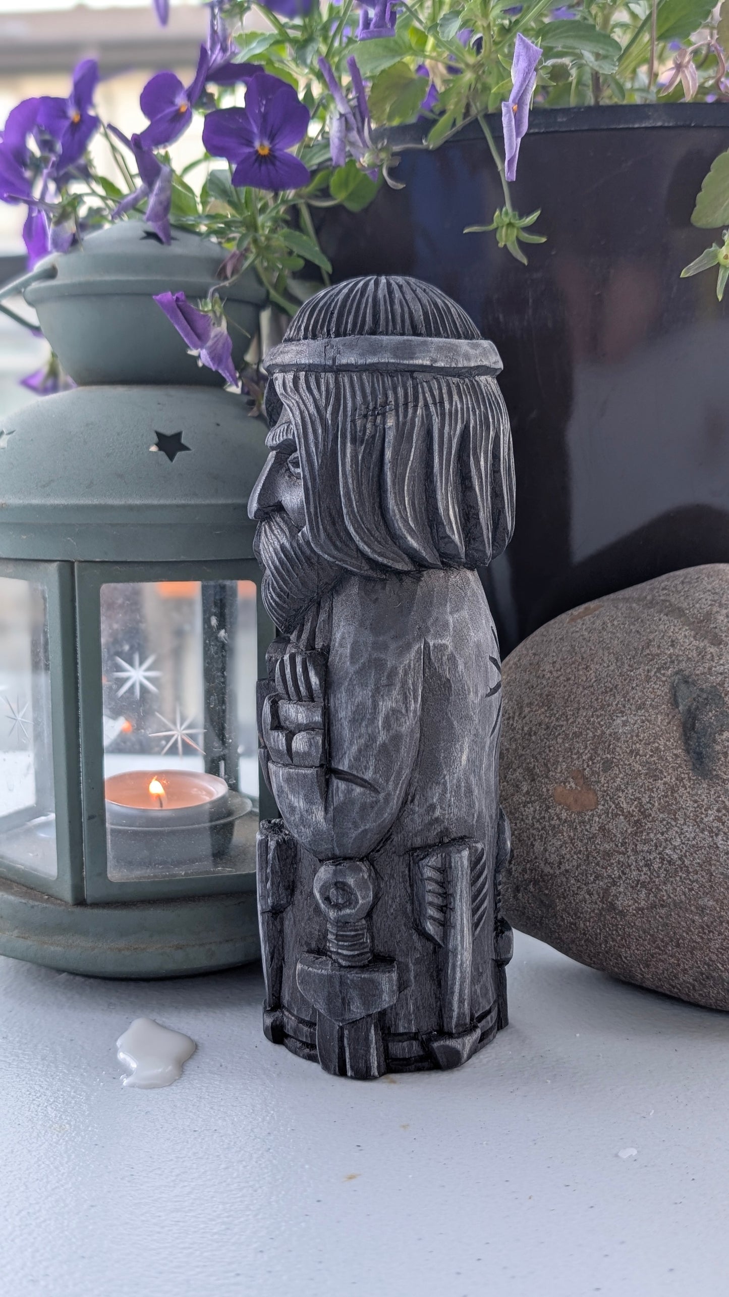Hand-Carved Baldur Statue in Linden Wood – Norse God Figurine (18 cm)