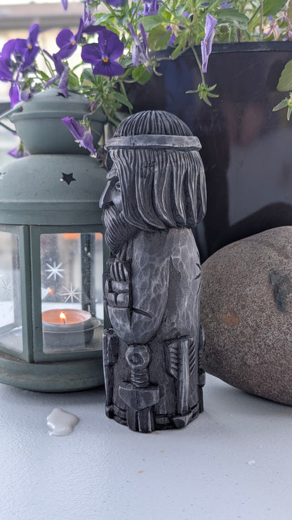 Hand-Carved Baldur Statue in Linden Wood – Norse God Figurine (18 cm)