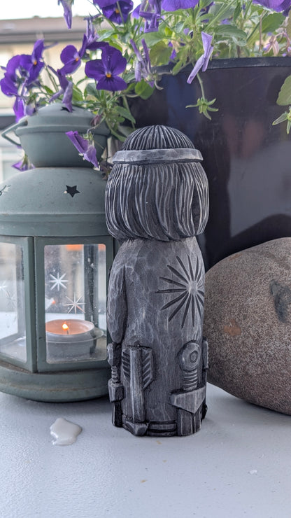 Hand-Carved Baldur Statue in Linden Wood – Norse God Figurine (18 cm)