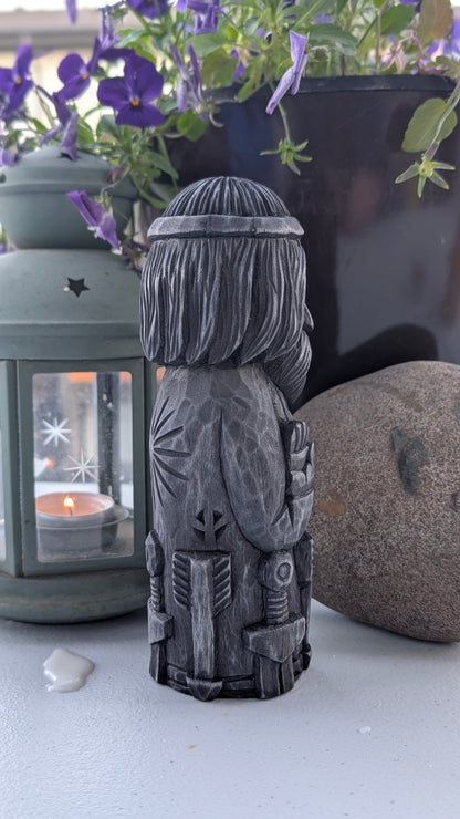 Hand-Carved Baldur Statue in Linden Wood – Norse God Figurine (18 cm)