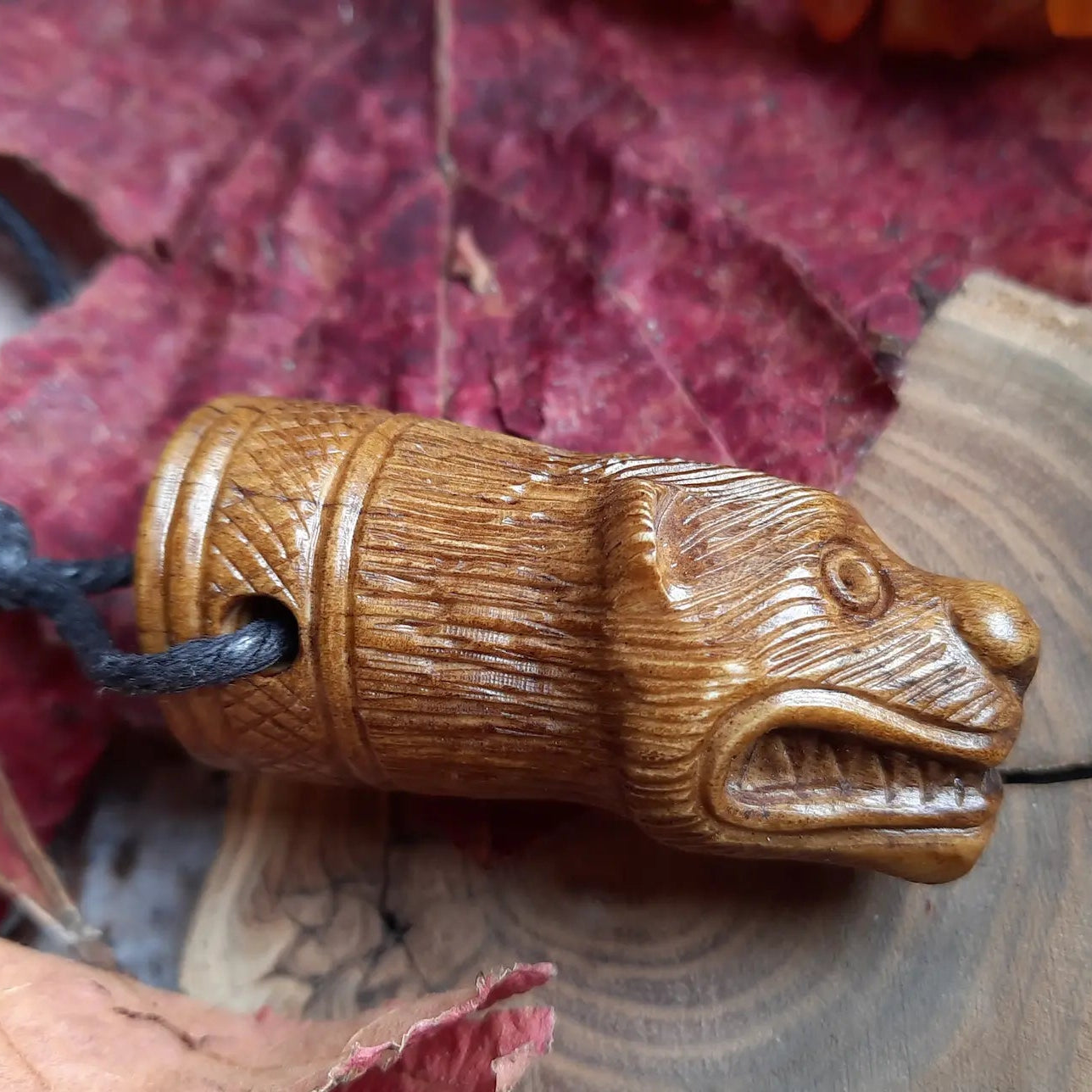 Viking Bear Head Pendant – Hand-Carved Moose Antler