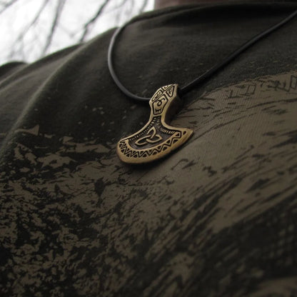 Brass Mjolnir Pendant – Hand-Cast Viking Axe Amulet from Recycled Military Cartridges