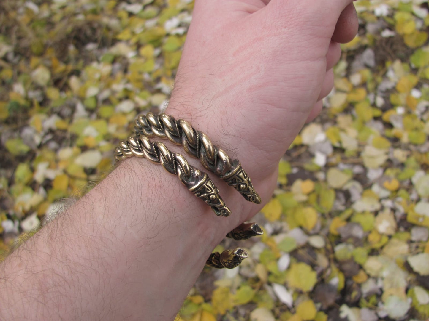 Premium Viking Gotland Bracelet with Dragon Heads – Handmade Norse Arm Ring by AlgizRune