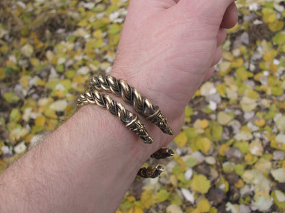 Premium Viking Gotland Bracelet with Dragon Heads – Handmade Norse Arm Ring by AlgizRune
