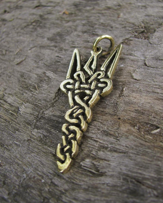 Ukrainian Tryzub Pendant in Reclaimed Brass – Hand-Cast from Battlefield Cartridges
