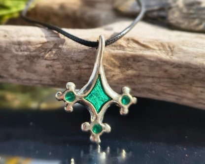 Roman-Period Geometric Pewter Enamel Pendant, Lost-Wax Cast Metal Necklace