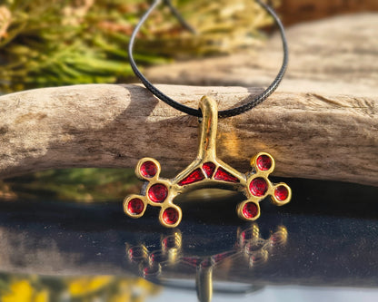 Roman Era Moon Pendant, Lunar amulet, Brass, Red hot enamel