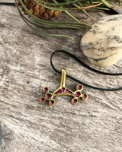 Roman Era Moon Pendant, Medieval Jewellery, Brass, Red hot enamel