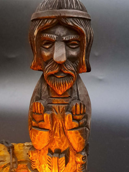 Hand-Carved Baldur Statue in Linden Wood – Norse God Figurine (18 cm)