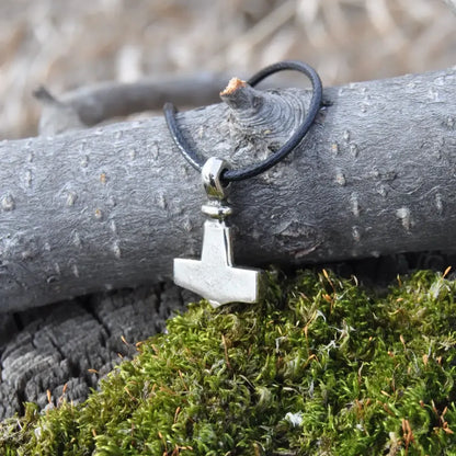 Minimalist Mjolnir Pendant – Handmade Viking Thor’s Hammer Necklace in Pewter or Brass