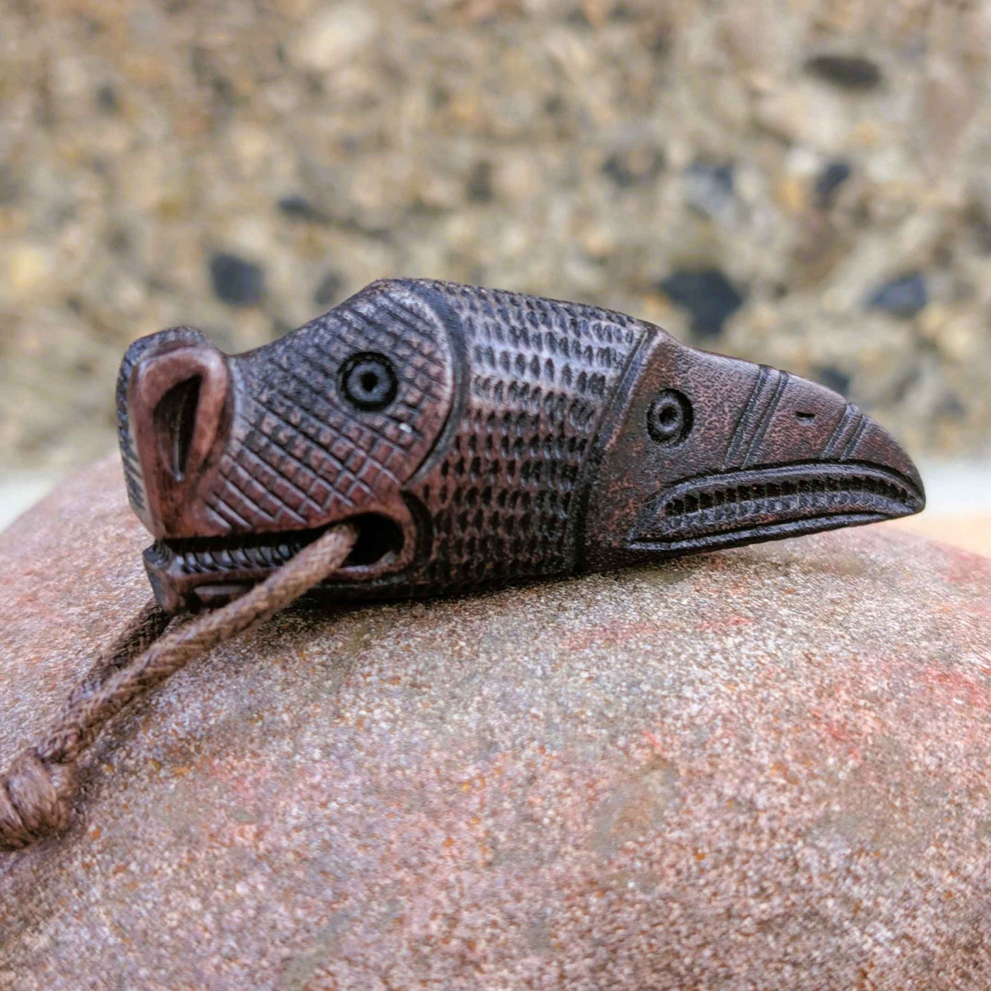 Norse Dragon and Raven Pendant, Hand-Carved Moose Antler Amulet