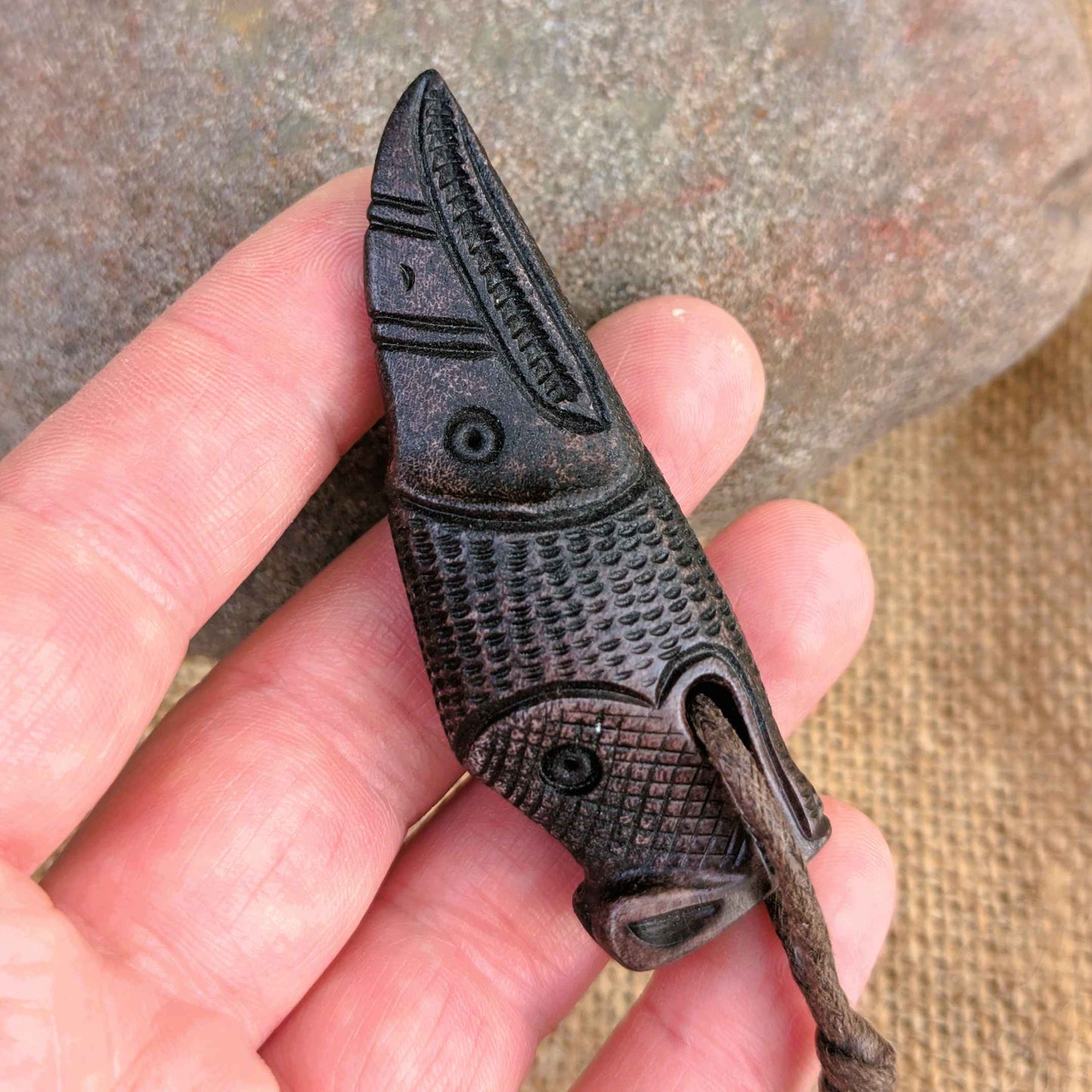 Norse Dragon and Raven Pendant, Hand-Carved Moose Antler Amulet