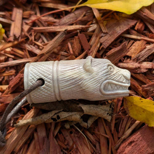 Viking Bear Head Pendant – Hand-Carved Moose Antler