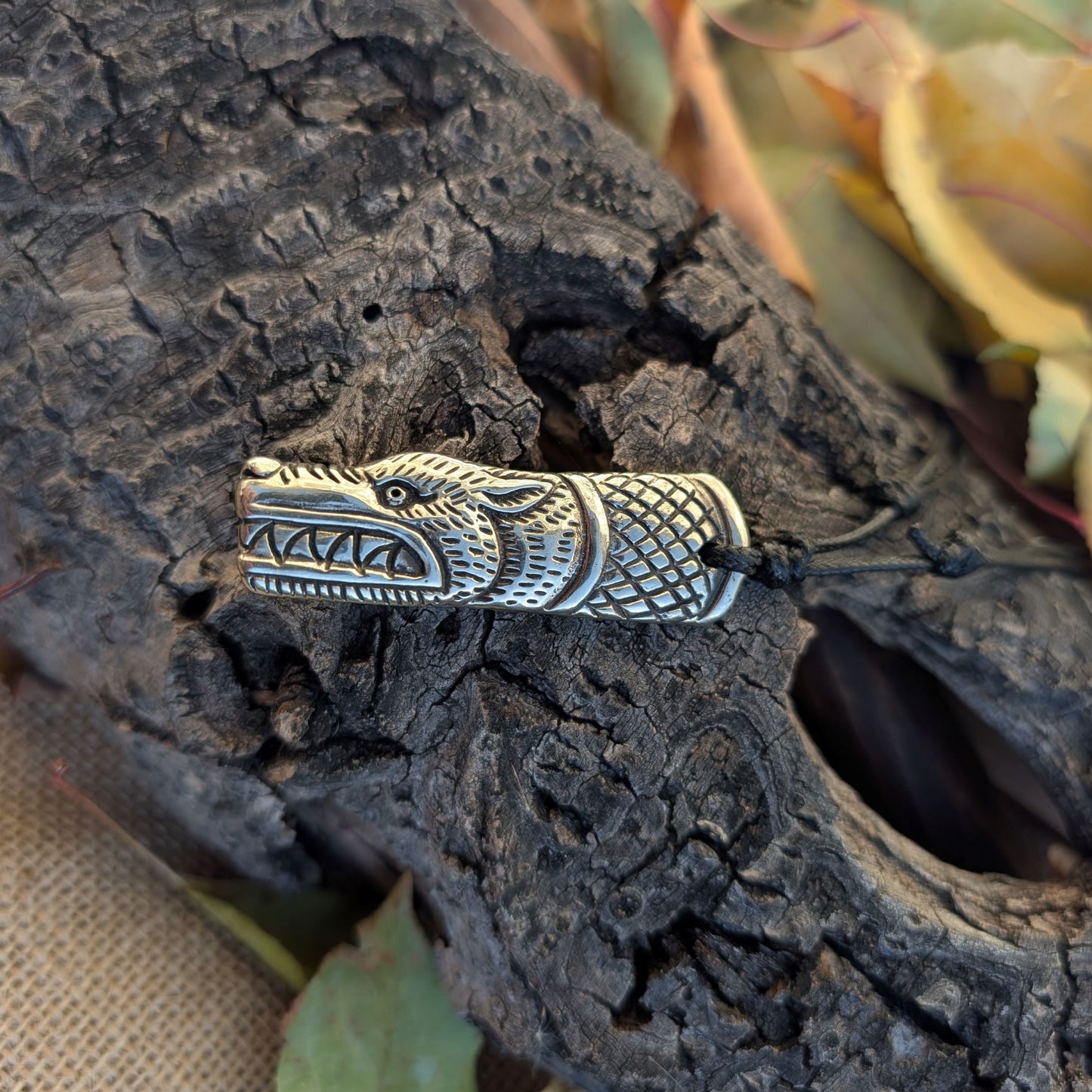 Norse Wolf Amulet – Handcrafted Viking Totem with Bind Rune of Health