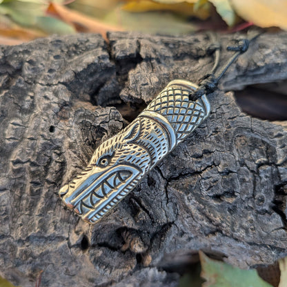 Norse Wolf Amulet – Handcrafted Viking Totem with Bind Rune of Health