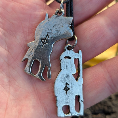 Viking Wild Boar Warrior Amulet – Brass or Pewter Pendant | Algiz-Rune Art