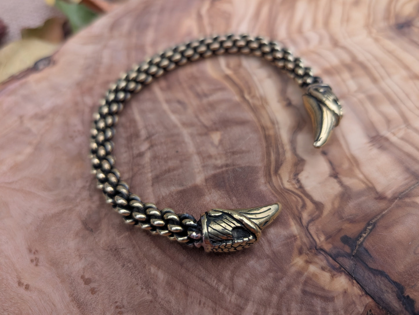 Hand-Woven Gotland Viking Bracelet – Six-Rod Oath Ring with Raven Heads