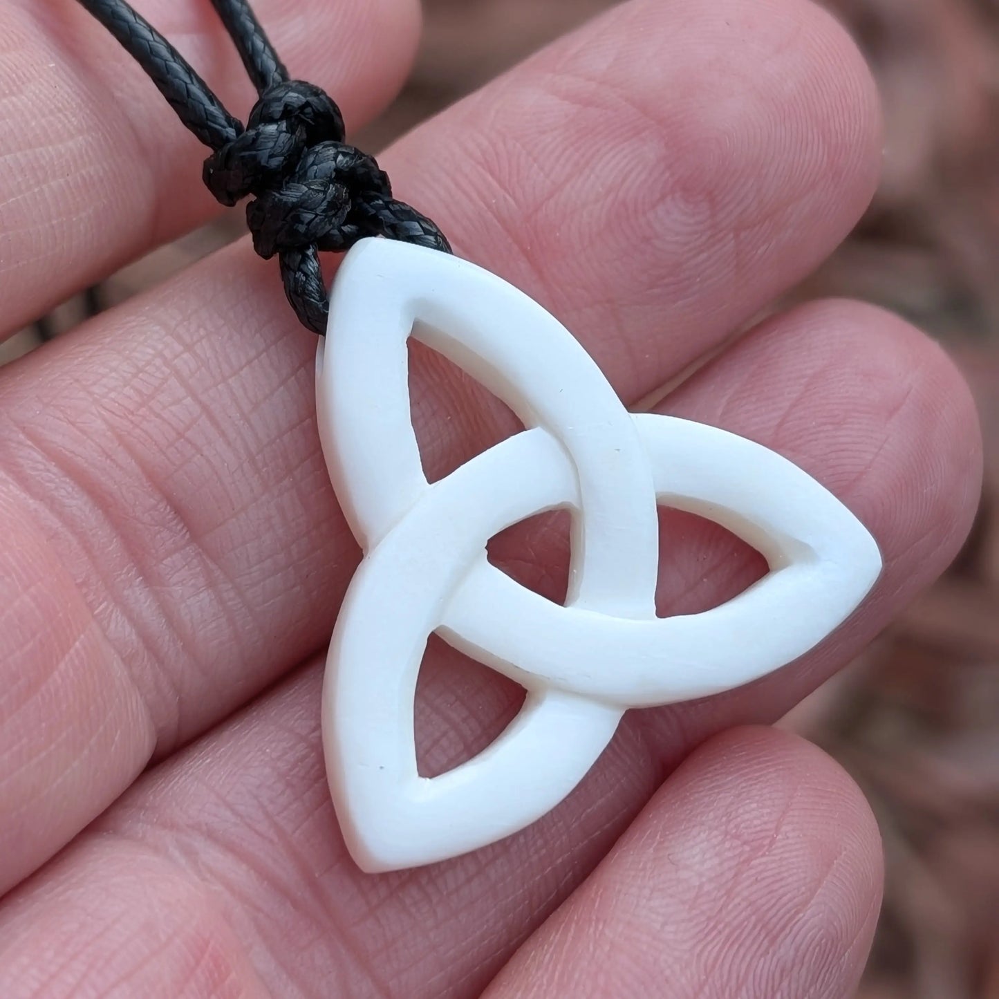Celtic Triquetra Pendant – Hand-Carved Bone or Horn Trinity Knot Amulet