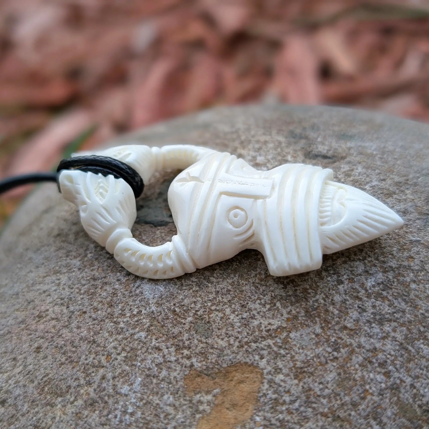 Odin in Ritual Helmet Pendant with Dragons – Viking Age Amulet in Bone