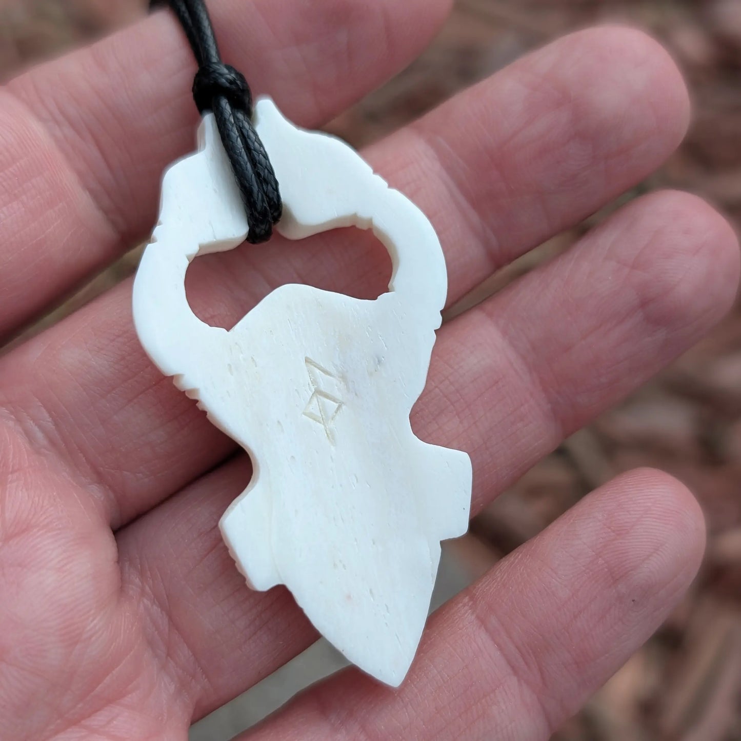 Odin in Ritual Helmet Pendant with Dragons – Viking Age Amulet in Bone