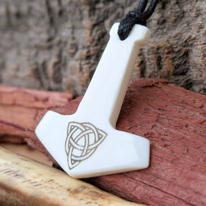 Bone Mjolnir Pendant – Hand-Carved Viking Thor’s Hammer