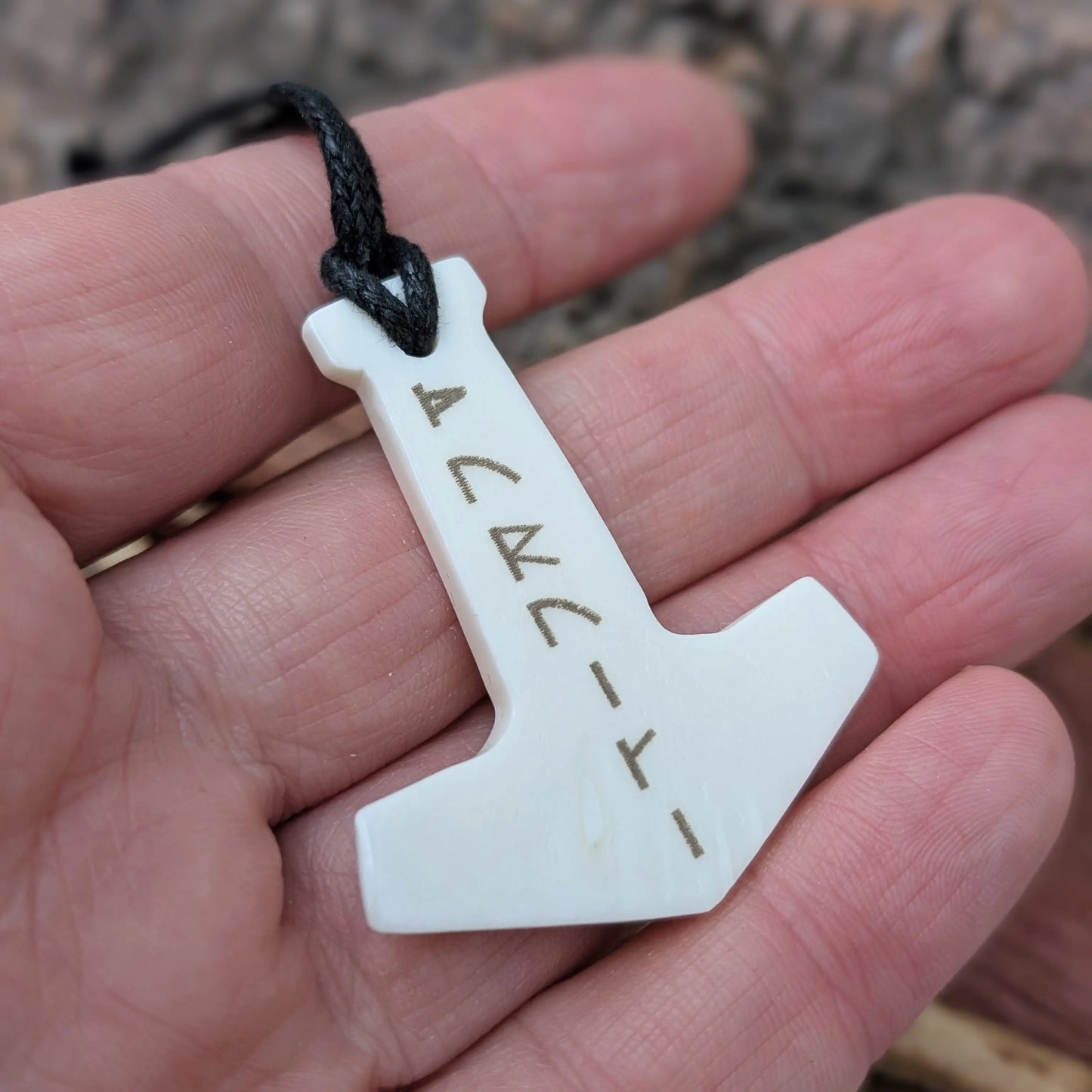 Bone Mjolnir Pendant – Hand-Carved Viking Thor’s Hammer