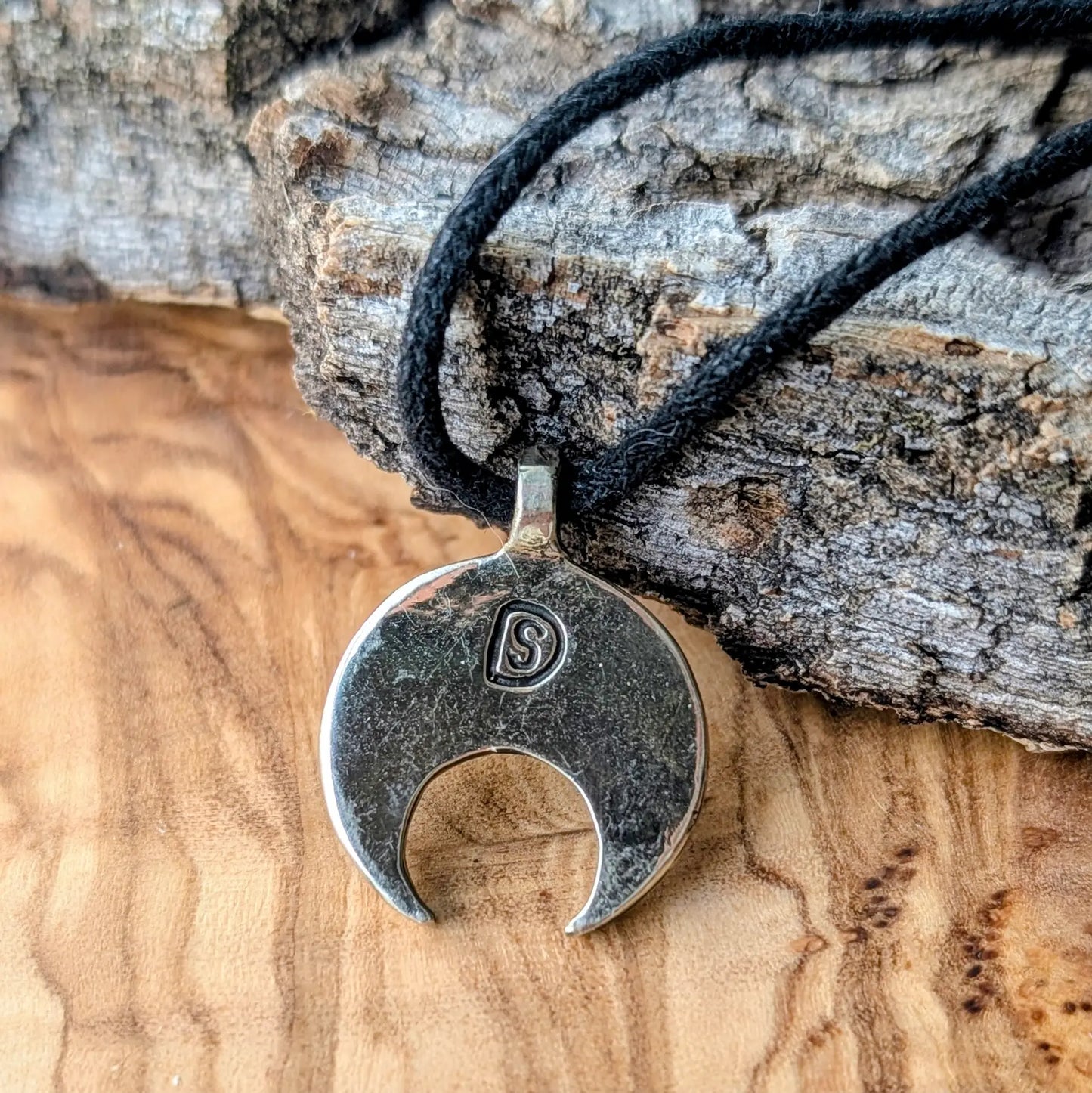 Viking / Slavic Lunula Pendant with Turquoise Enamel – Pewter