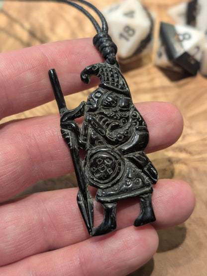 Vendel Period Warrior Pendant with Raven Helmet – Hand-Carved Horn or Bone Amulet