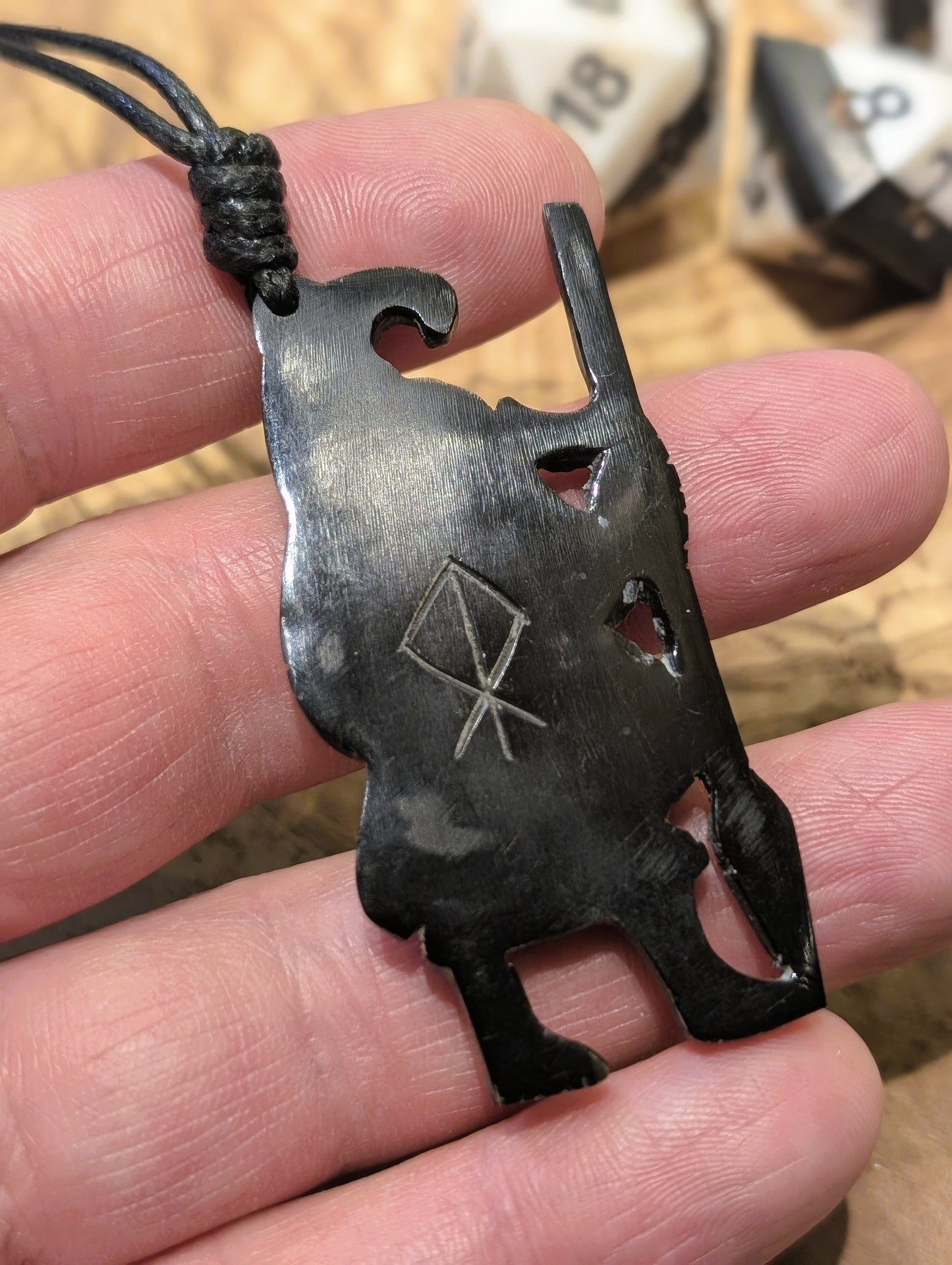 Vendel Period Warrior Pendant with Raven Helmet – Hand-Carved Horn or Bone Amulet