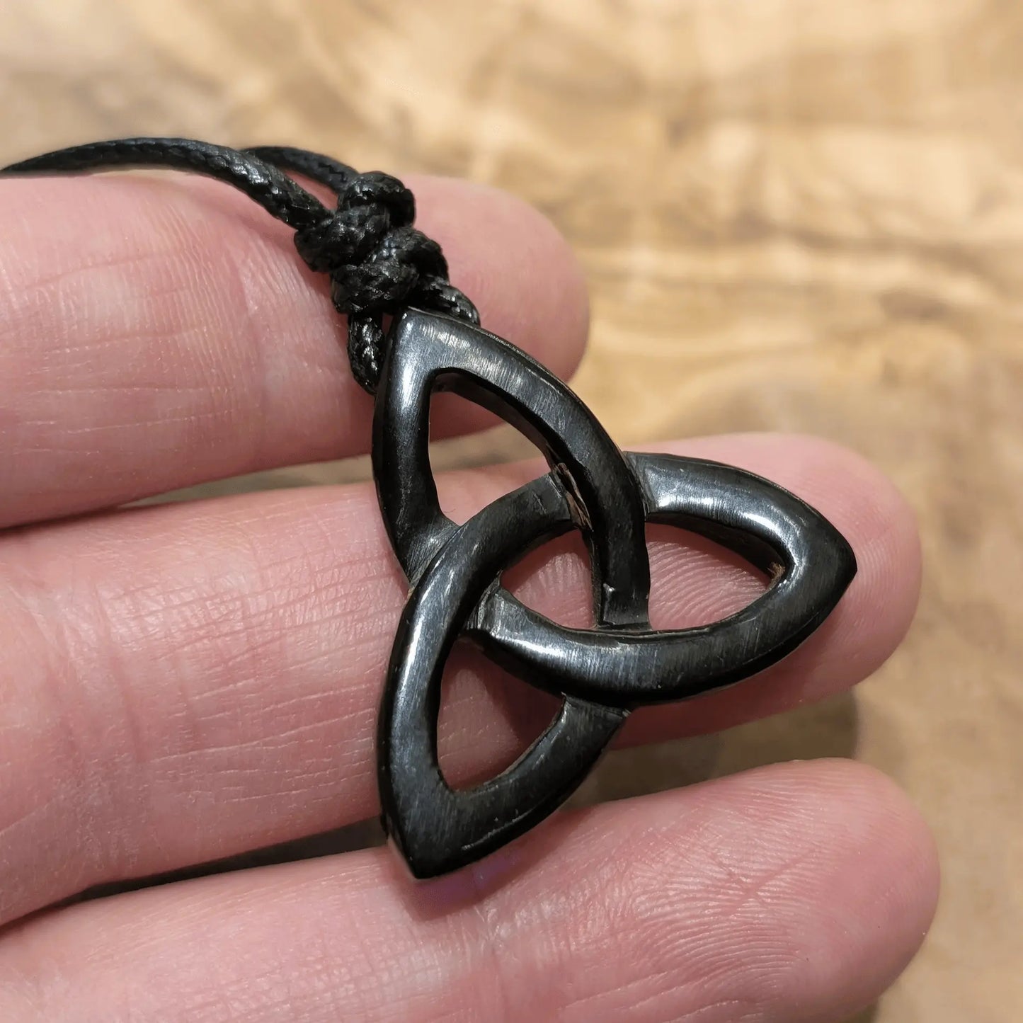 Celtic Triquetra Pendant – Hand-Carved Bone or Horn Trinity Knot Amulet