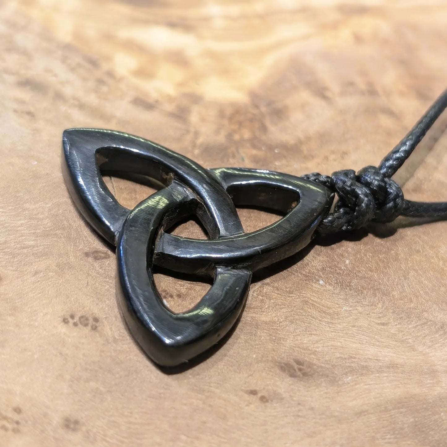 Celtic Triquetra Pendant – Hand-Carved Bone or Horn Trinity Knot Amulet
