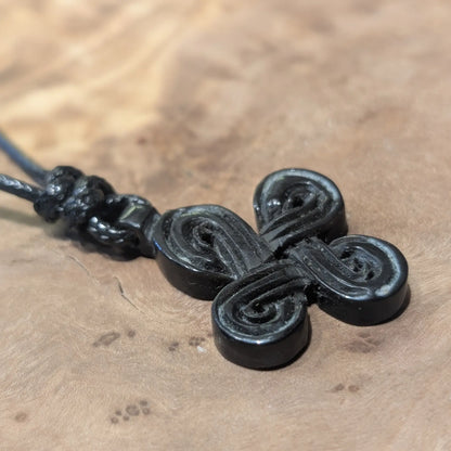 Celtic Knot Looped Square Pendant (Hannunvaakuna), Hand-Carved Bone or Horn Amulet