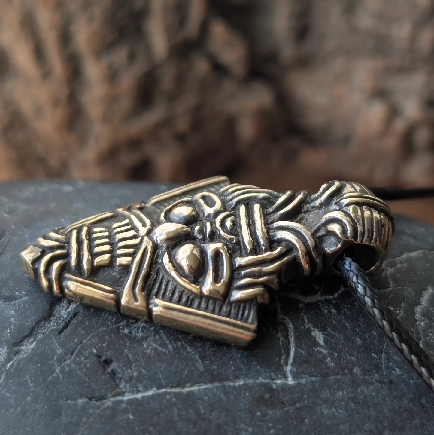 Odin Face Pendant – Viking Mask Amulet in Brass or Pewter