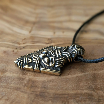 Odin Face Pendant – Viking Mask Amulet in Brass or Pewter