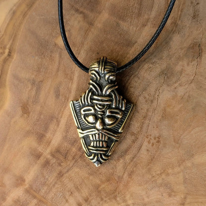 Odin Face Pendant – Viking Mask Amulet in Brass or Pewter